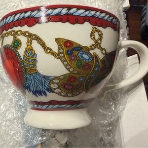 Brighton Collectible Ceramic Mug Footed Cup Jewelry Chain Design w/ Original Box